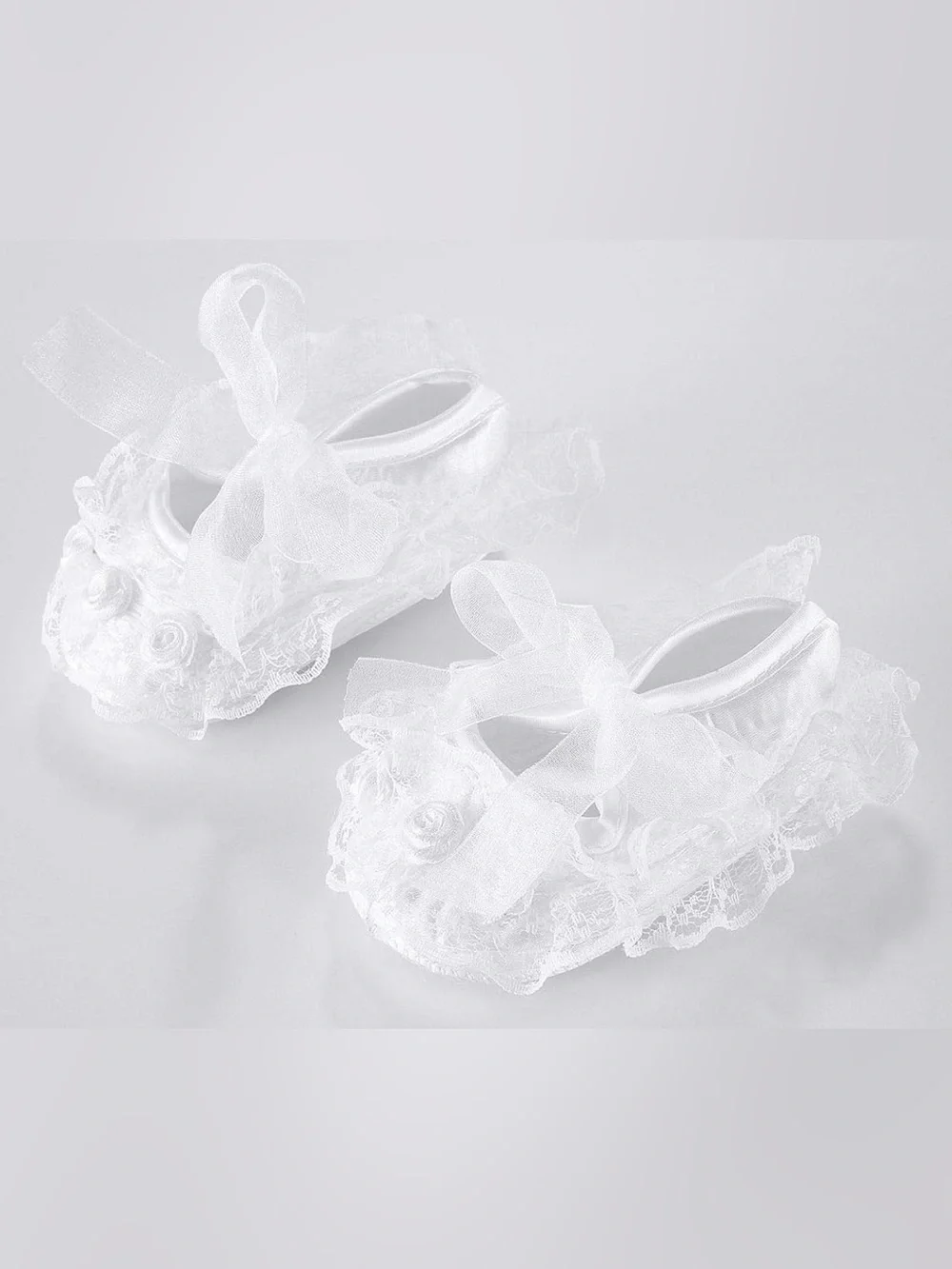 Delicate White Lace Infant Baptism and Christening Booties